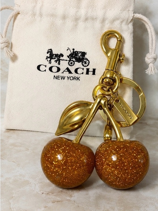 Coach Accessories - Coach Gold Glitter Cherry Bag Charm Keychain